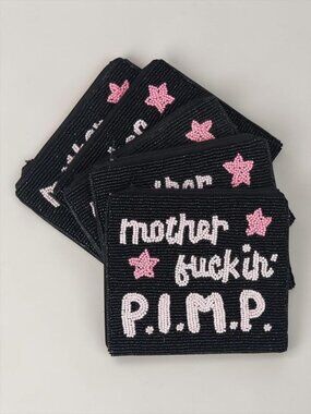 Beaded Coin Pouch Mini Clutch Mother Fckin PIMP Novelty Purse NWT